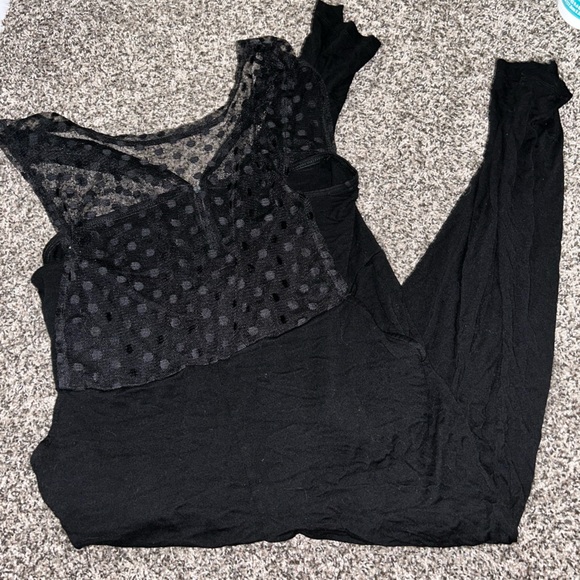 happening in the present Pants - Black Polka Dot Lace Jumpsuit